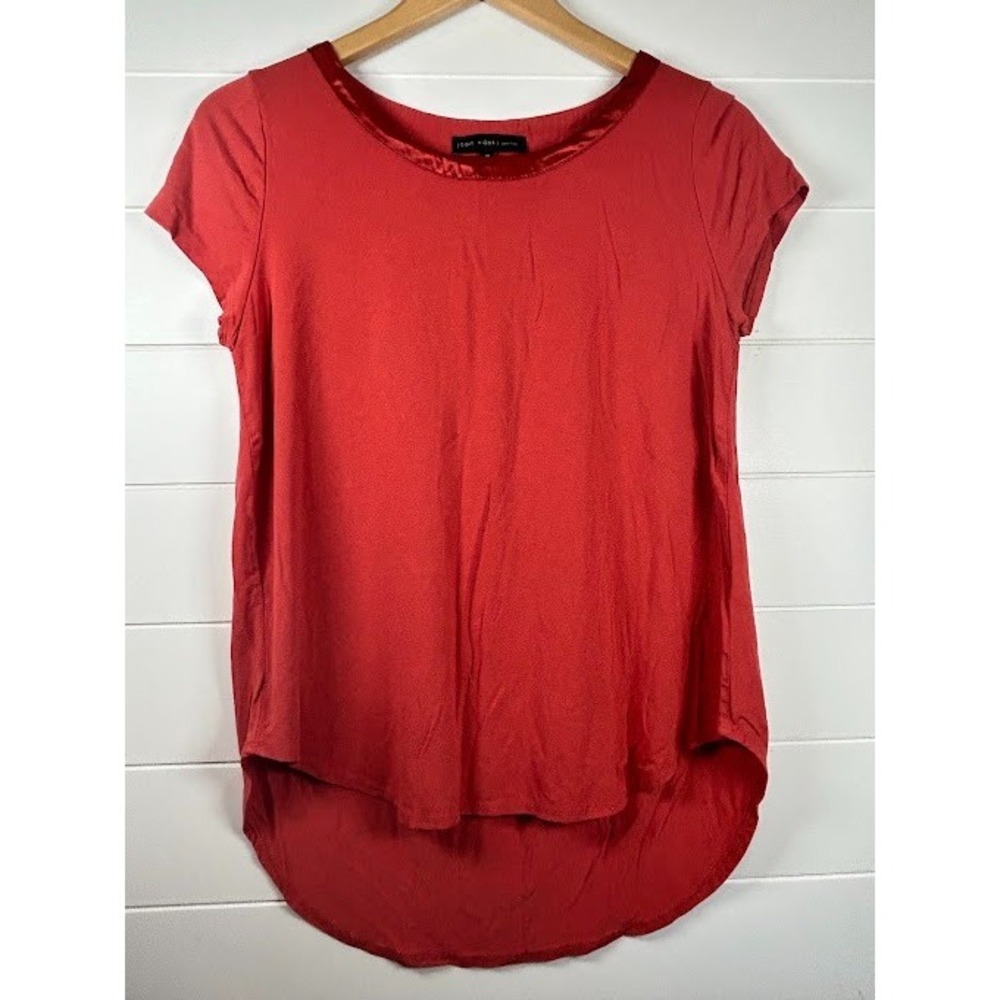 Joan Vass New York  Top Womens Medium  Terracota Short Sleeve Boat Neckline‎